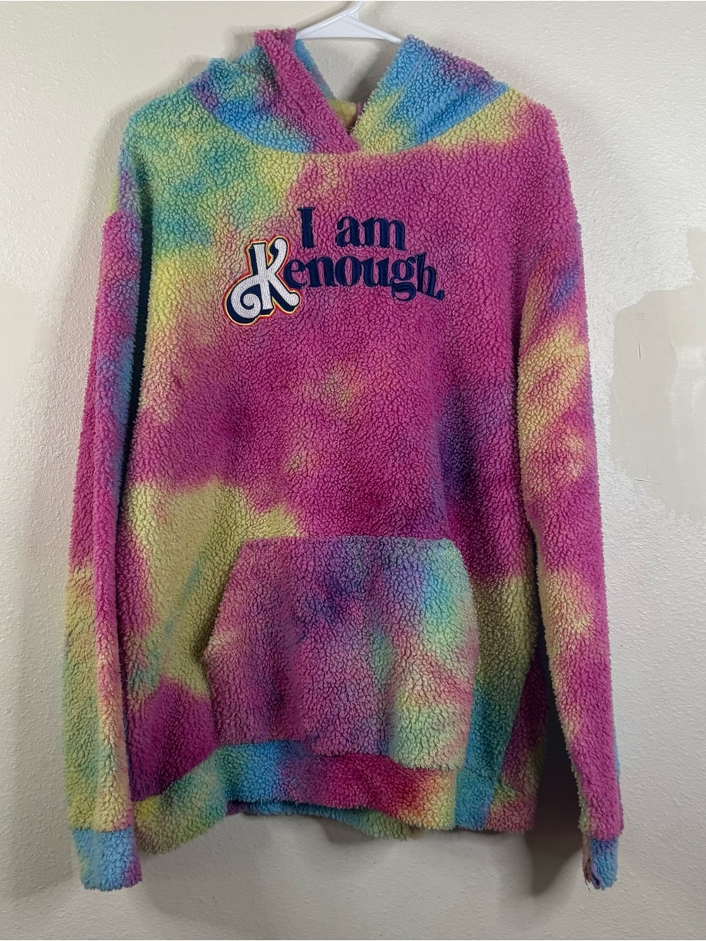 Barbie Movie I Am Kenough Sherpa Pullover Hoodie Sz XL Tie Dye Ryan Gosling Mens